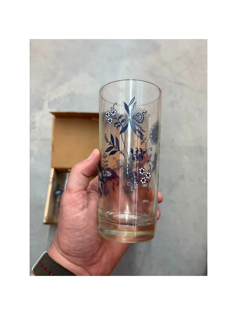 Blue Danube Glassware 15 oz Cooler Tumblers – Set of 4 w/ Box Blue Floral Onion